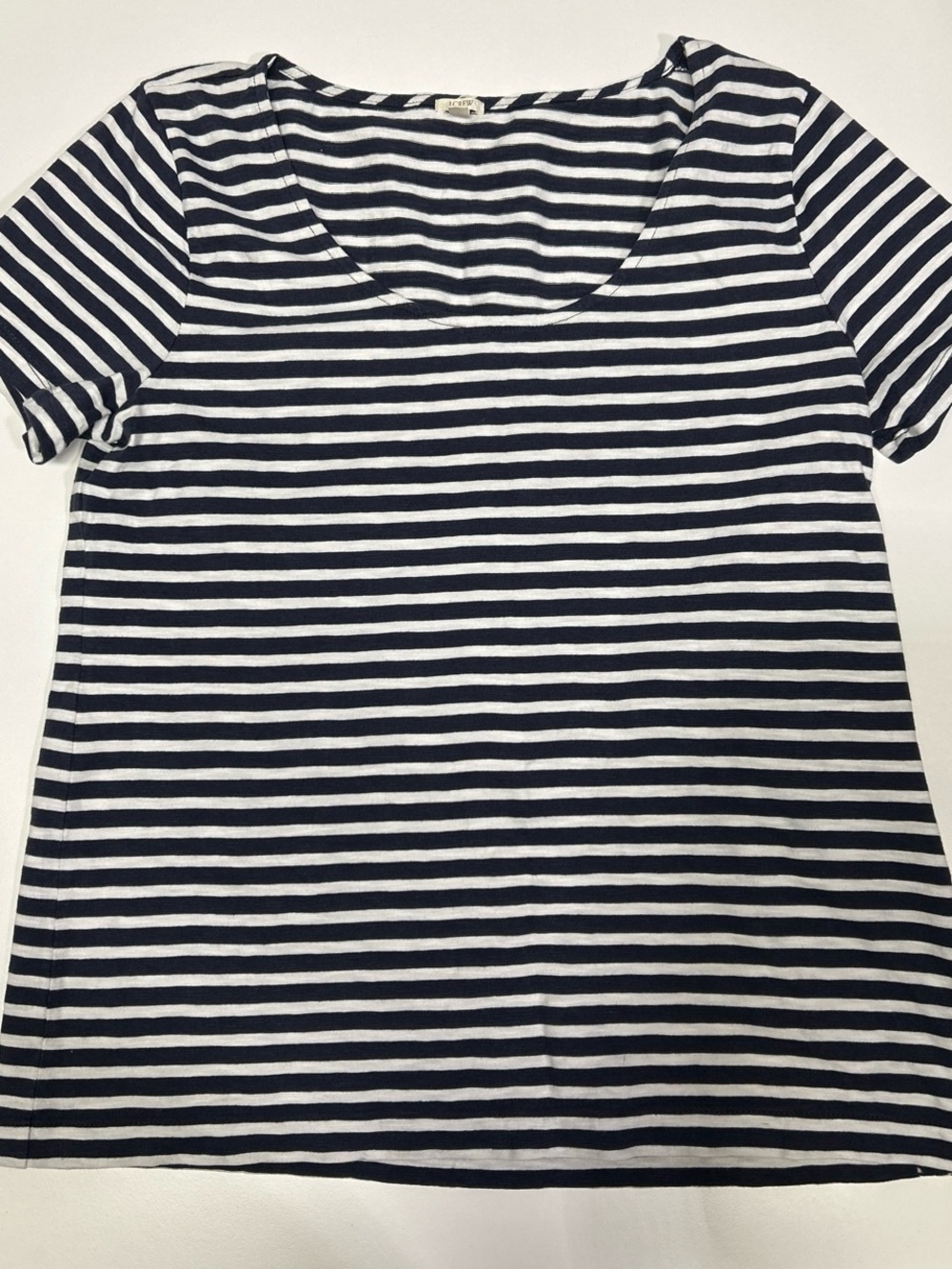 J. Crew Navy & White Striped Scoop Neck Tee